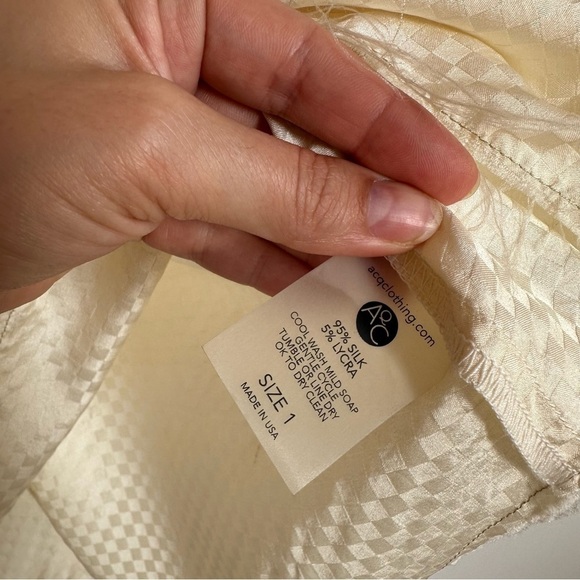 AQC Silk Checkered Dress Ivory Size 1 / Small - Picture 7 of 9